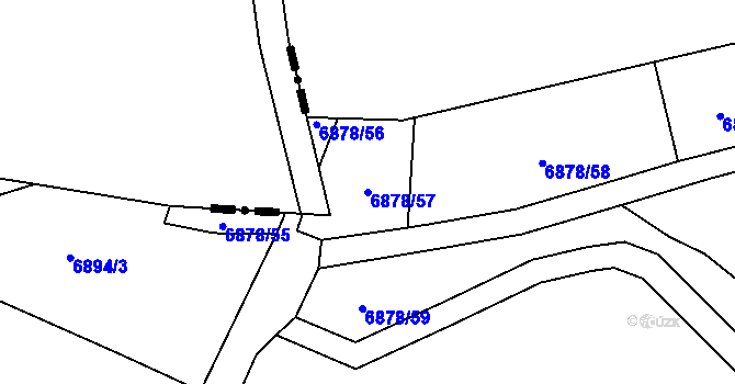 Parcela st. 6878/57 v KÚ Dambořice, Katastrální mapa
