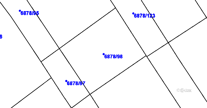 Parcela st. 6878/98 v KÚ Dambořice, Katastrální mapa