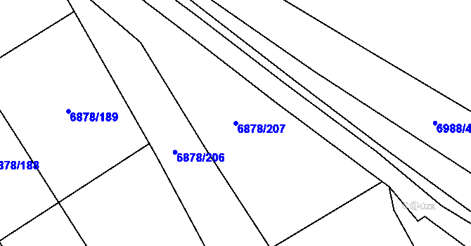 Parcela st. 6878/207 v KÚ Dambořice, Katastrální mapa