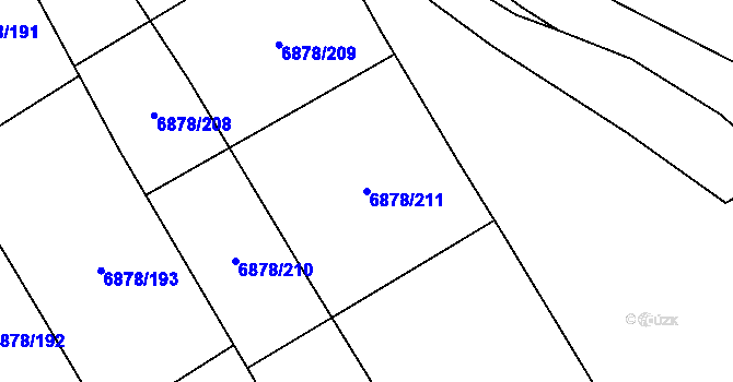 Parcela st. 6878/211 v KÚ Dambořice, Katastrální mapa