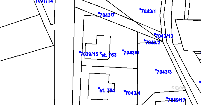 Parcela st. 763 v KÚ Dambořice, Katastrální mapa