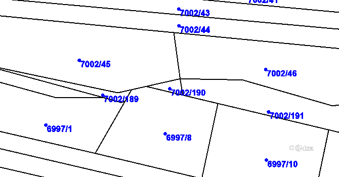 Parcela st. 7002/190 v KÚ Dambořice, Katastrální mapa