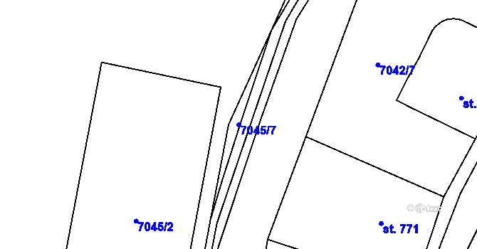 Parcela st. 7045/7 v KÚ Dambořice, Katastrální mapa