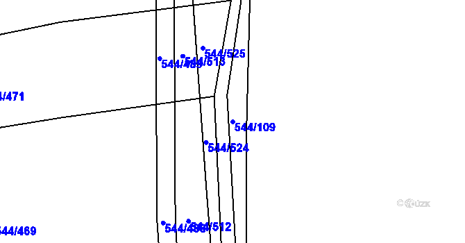 Parcela st. 544/109 v KÚ Dambořice, Katastrální mapa