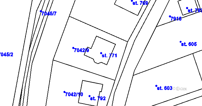 Parcela st. 771 v KÚ Dambořice, Katastrální mapa