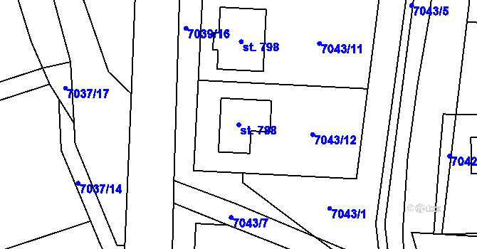 Parcela st. 788 v KÚ Dambořice, Katastrální mapa