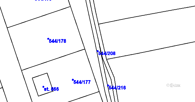 Parcela st. 544/208 v KÚ Dambořice, Katastrální mapa