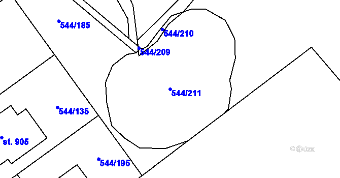 Parcela st. 544/211 v KÚ Dambořice, Katastrální mapa