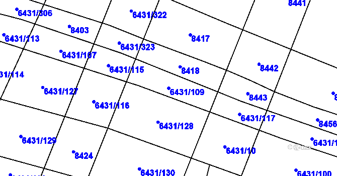 Parcela st. 6431/109 v KÚ Dambořice, Katastrální mapa