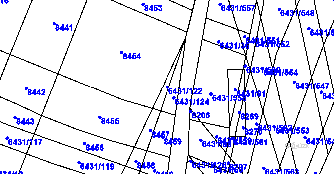 Parcela st. 6431/122 v KÚ Dambořice, Katastrální mapa
