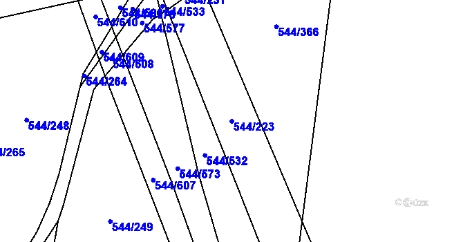 Parcela st. 544/223 v KÚ Dambořice, Katastrální mapa