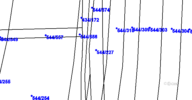 Parcela st. 544/227 v KÚ Dambořice, Katastrální mapa