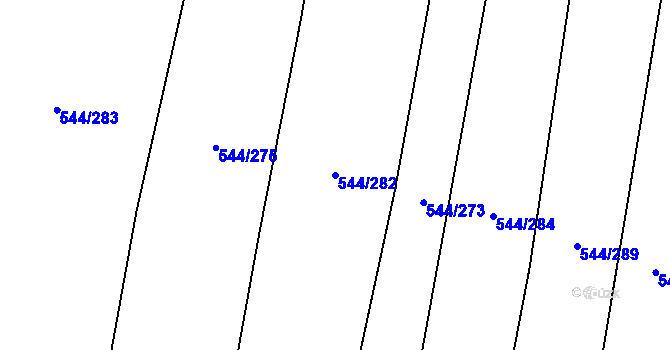 Parcela st. 544/282 v KÚ Dambořice, Katastrální mapa