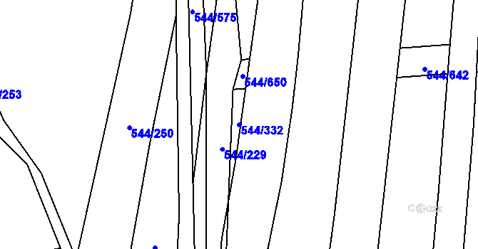 Parcela st. 544/332 v KÚ Dambořice, Katastrální mapa