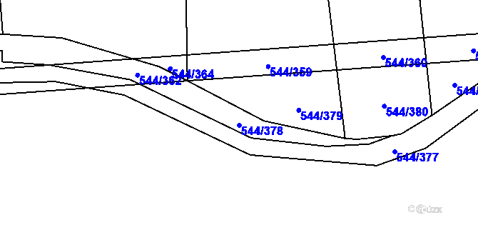 Parcela st. 544/378 v KÚ Dambořice, Katastrální mapa