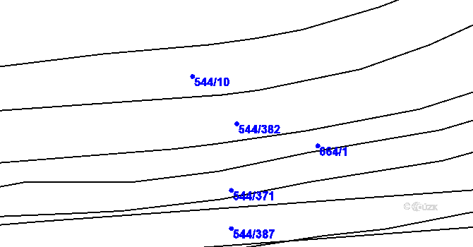 Parcela st. 544/382 v KÚ Dambořice, Katastrální mapa