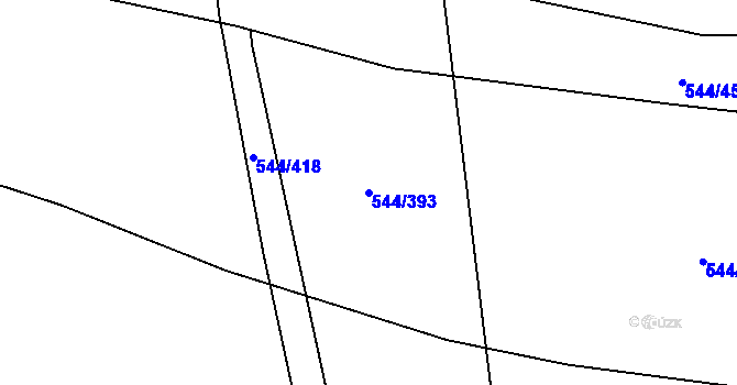Parcela st. 544/393 v KÚ Dambořice, Katastrální mapa