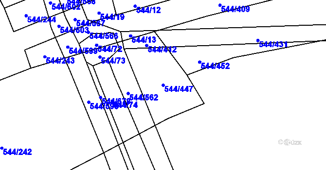 Parcela st. 544/447 v KÚ Dambořice, Katastrální mapa