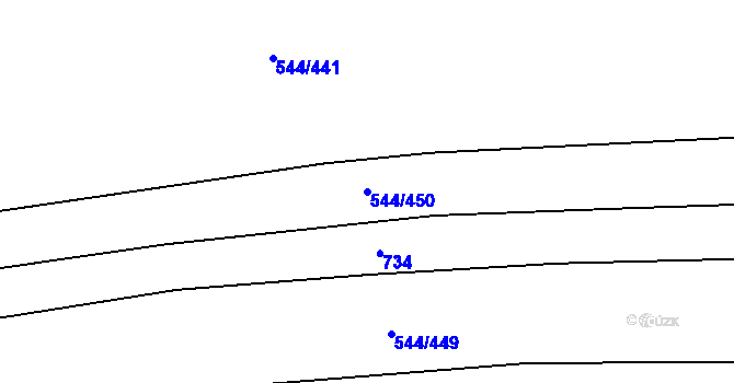 Parcela st. 544/450 v KÚ Dambořice, Katastrální mapa