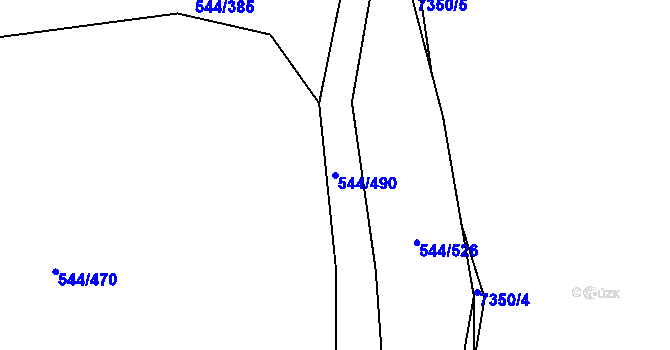 Parcela st. 544/490 v KÚ Dambořice, Katastrální mapa