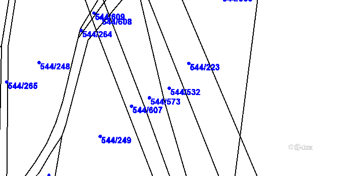 Parcela st. 544/532 v KÚ Dambořice, Katastrální mapa