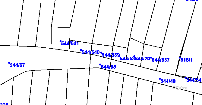 Parcela st. 544/539 v KÚ Dambořice, Katastrální mapa
