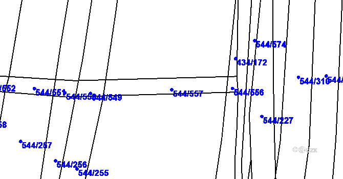 Parcela st. 544/557 v KÚ Dambořice, Katastrální mapa