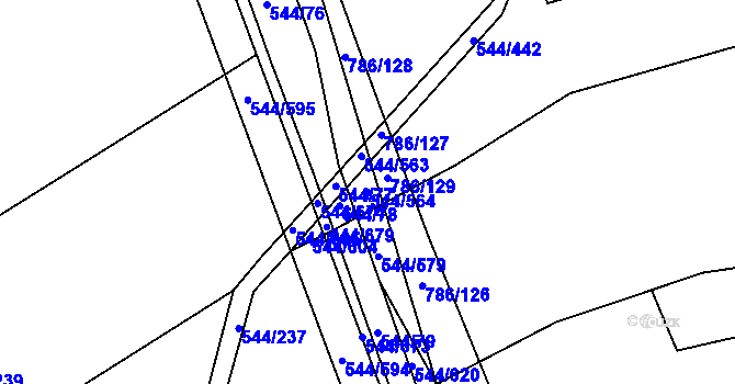 Parcela st. 544/564 v KÚ Dambořice, Katastrální mapa