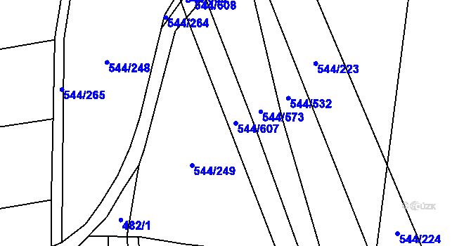 Parcela st. 544/607 v KÚ Dambořice, Katastrální mapa