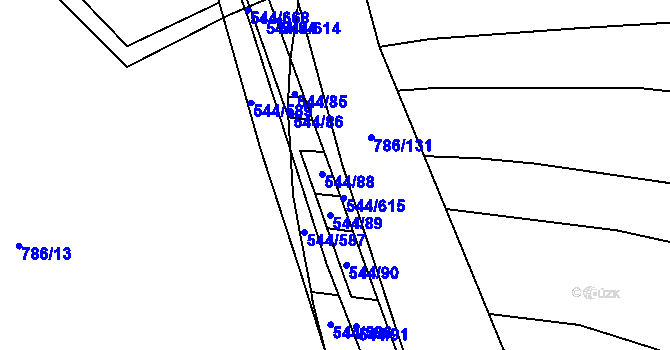 Parcela st. 544/613 v KÚ Dambořice, Katastrální mapa