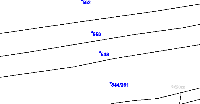 Parcela st. 548 v KÚ Dambořice, Katastrální mapa