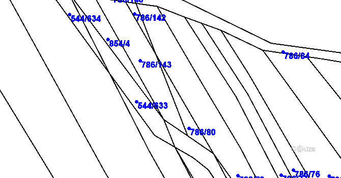 Parcela st. 786/85 v KÚ Dambořice, Katastrální mapa