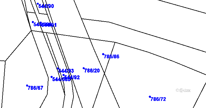 Parcela st. 786/86 v KÚ Dambořice, Katastrální mapa