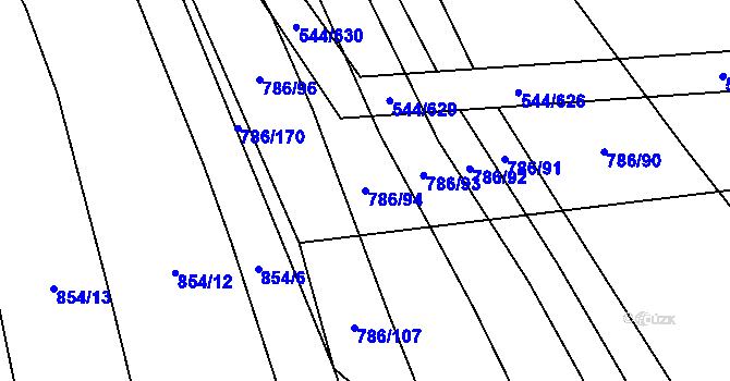 Parcela st. 786/94 v KÚ Dambořice, Katastrální mapa
