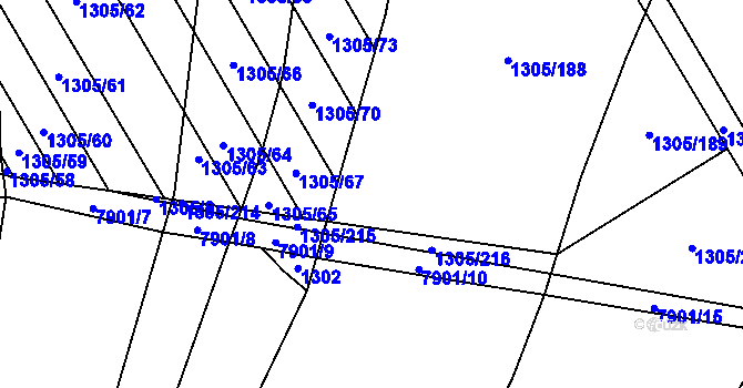 Parcela st. 1305/71 v KÚ Dambořice, Katastrální mapa