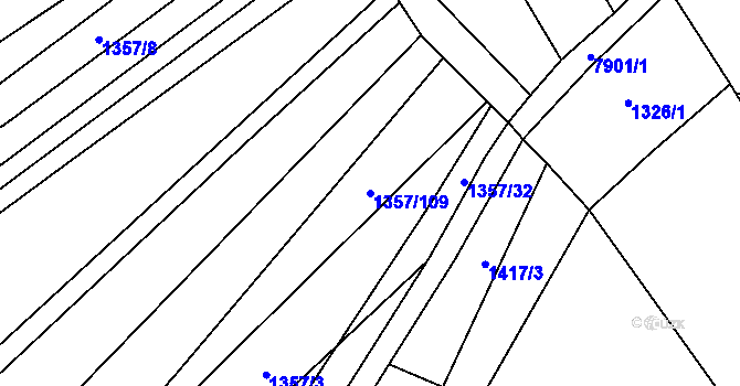 Parcela st. 1357/109 v KÚ Dambořice, Katastrální mapa