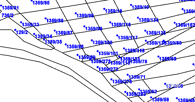 Parcela st. 1359/101 v KÚ Dambořice, Katastrální mapa