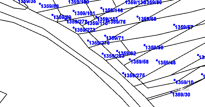 Parcela st. 1359/283 v KÚ Dambořice, Katastrální mapa