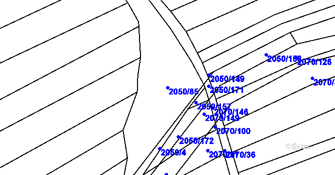 Parcela st. 2050/85 v KÚ Dambořice, Katastrální mapa