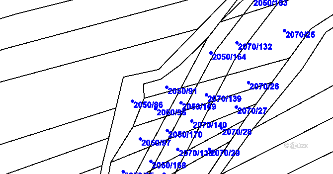 Parcela st. 2050/91 v KÚ Dambořice, Katastrální mapa