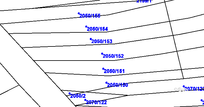 Parcela st. 2050/152 v KÚ Dambořice, Katastrální mapa