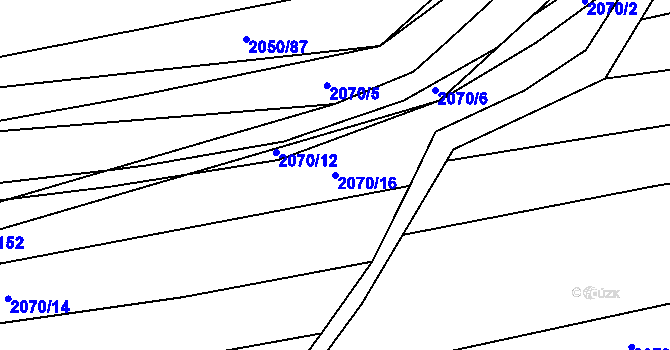 Parcela st. 2070/16 v KÚ Dambořice, Katastrální mapa