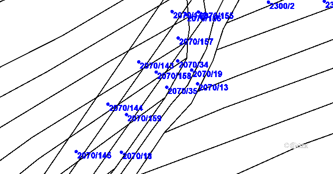 Parcela st. 2070/35 v KÚ Dambořice, Katastrální mapa