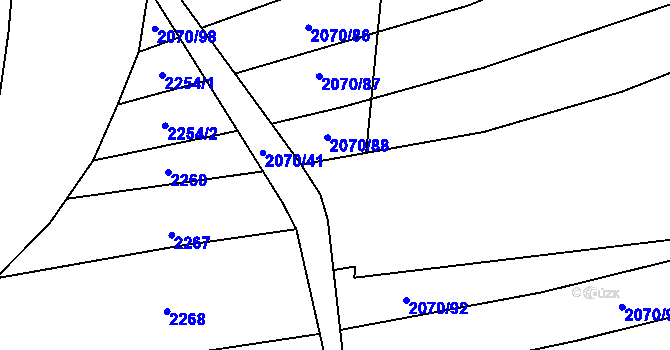 Parcela st. 2070/94 v KÚ Dambořice, Katastrální mapa