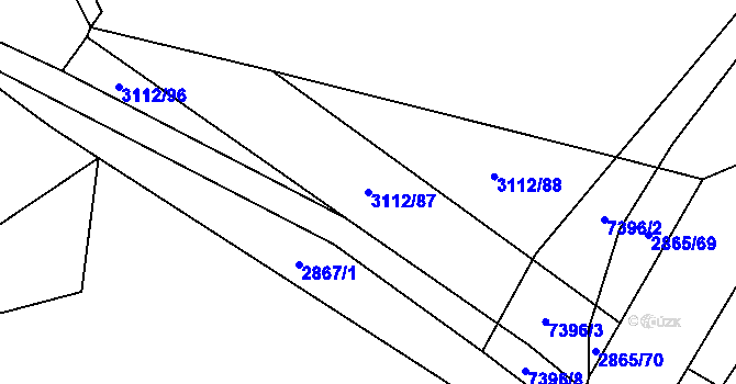 Parcela st. 3112/87 v KÚ Dambořice, Katastrální mapa