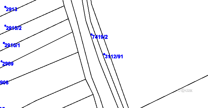 Parcela st. 3112/91 v KÚ Dambořice, Katastrální mapa