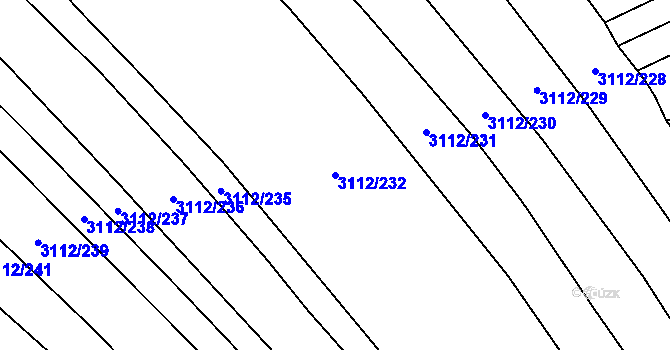 Parcela st. 3112/232 v KÚ Dambořice, Katastrální mapa