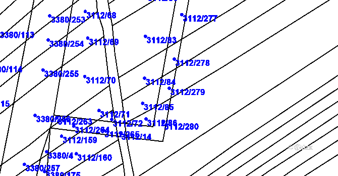 Parcela st. 3112/279 v KÚ Dambořice, Katastrální mapa