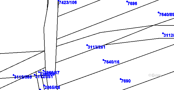 Parcela st. 3112/281 v KÚ Dambořice, Katastrální mapa