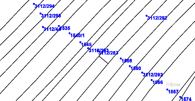 Parcela st. 3112/283 v KÚ Dambořice, Katastrální mapa